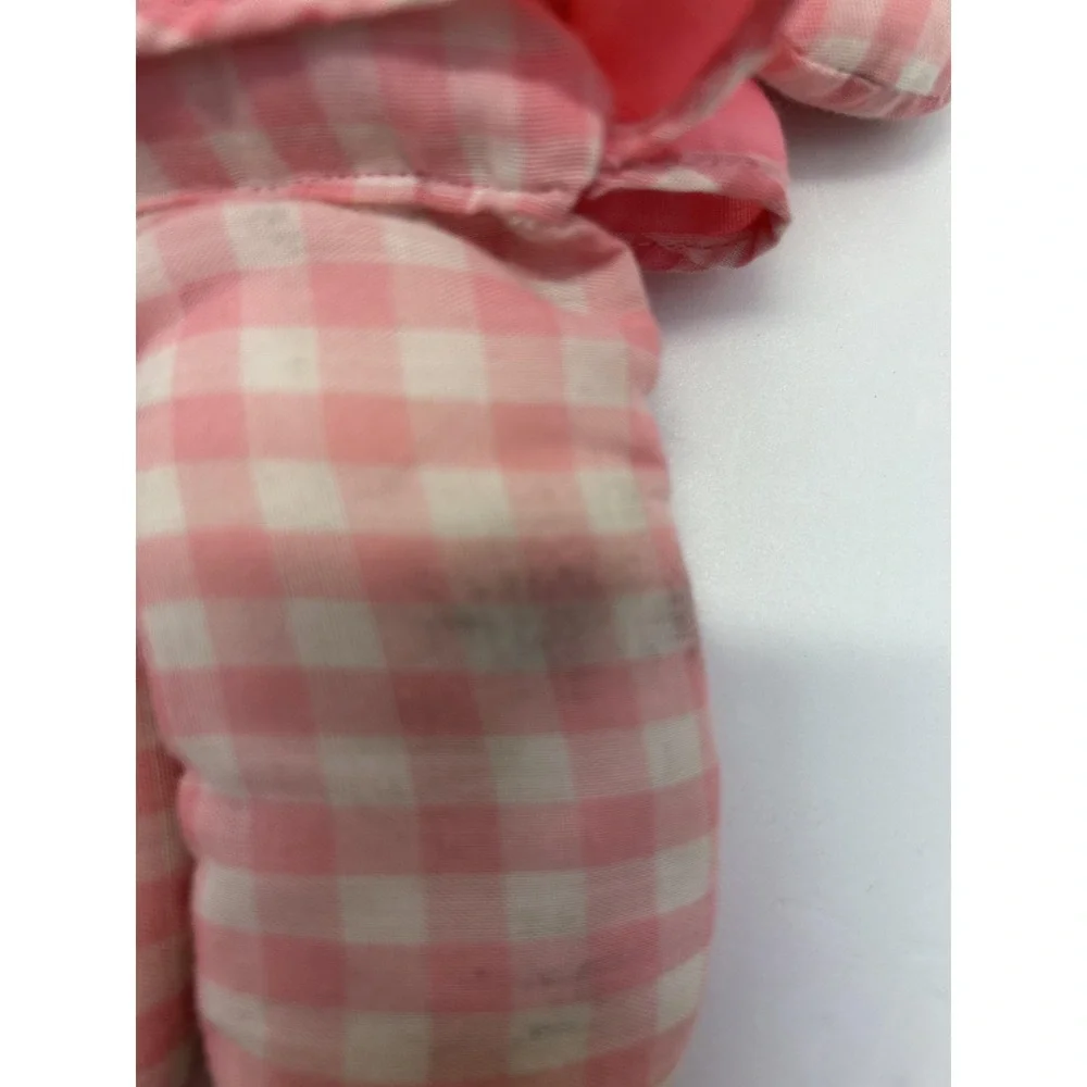 1975 FISHER-PRICE LOLLY Pink Gingham Rattle Inside Rag Doll #420 EUC FLAWED